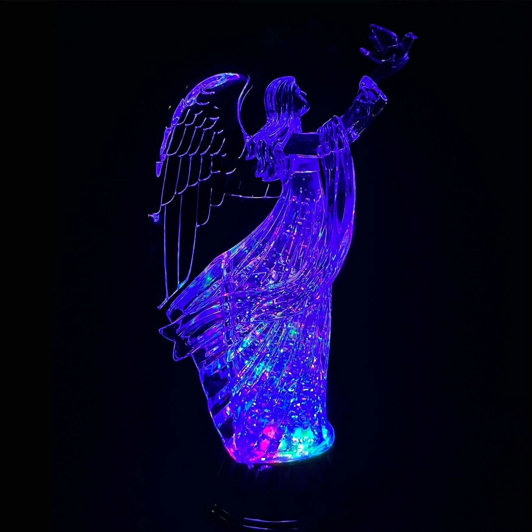 30cm LED Angel Figure Water Spinner Tabletop Ornament Christmas Home Decorations