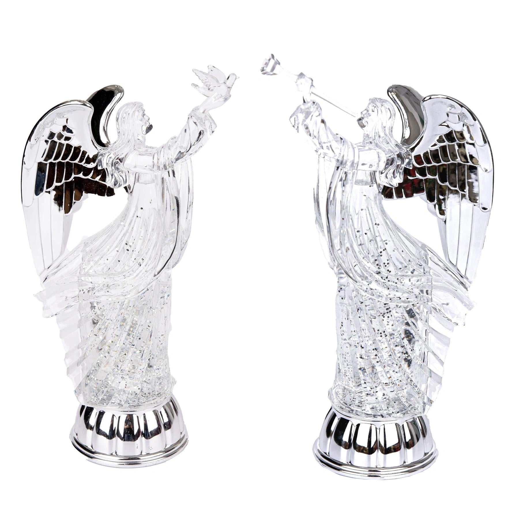 30cm LED Angel Figure Water Spinner Tabletop Ornament Christmas Home Decorations