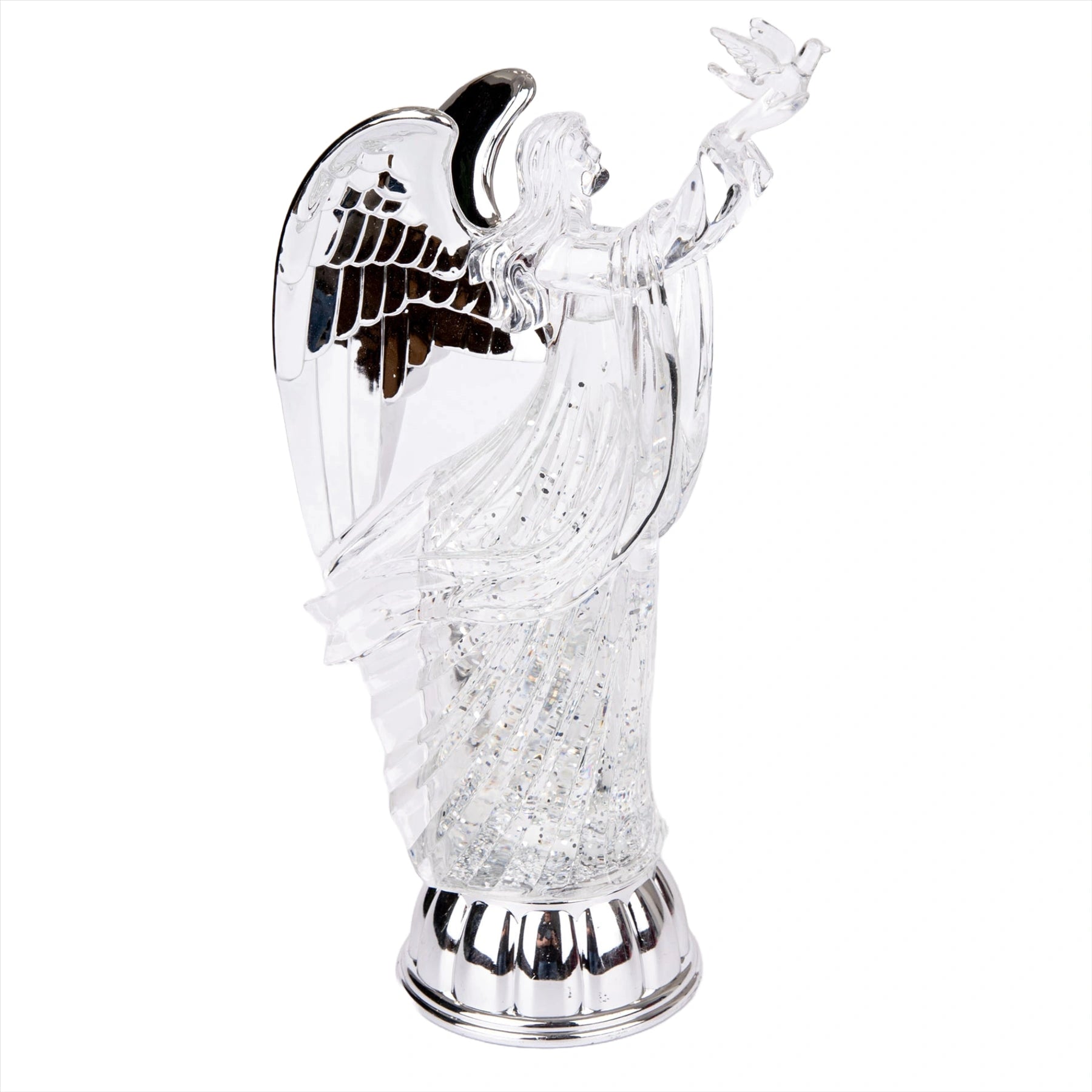 30cm LED Angel Figure Water Spinner Tabletop Ornament Christmas Home Decorations