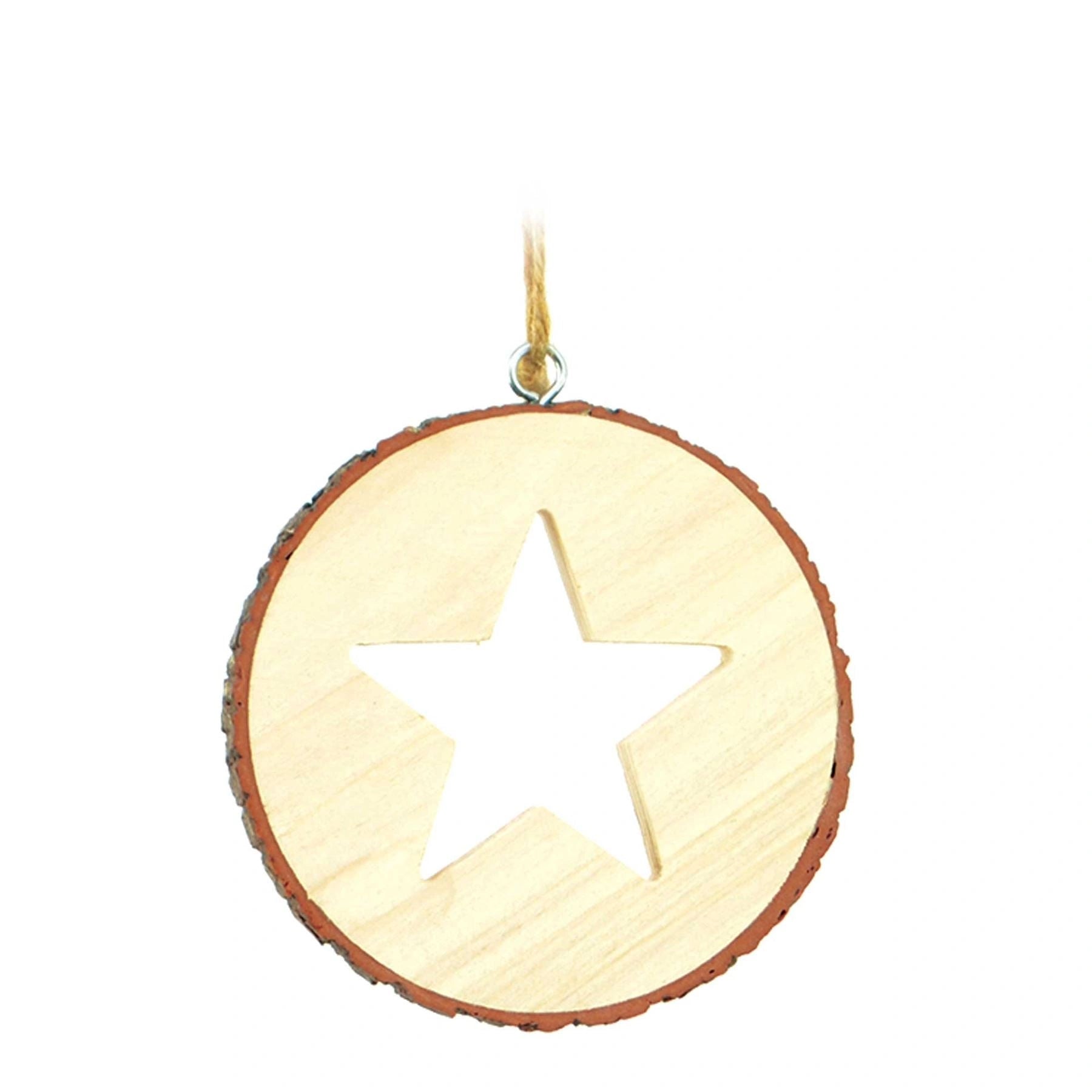 10Cm Wooden Ornament Carved Star Christmas Tree Hanging Decorations Xmas Gifts