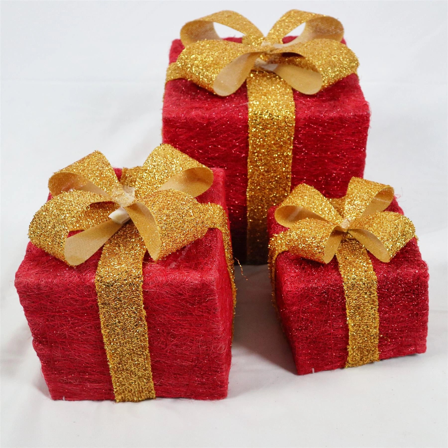 LED Christmas Parcel Light Up Gift Boxes Set Of 3 Xmas Indoor Festive Home Decor