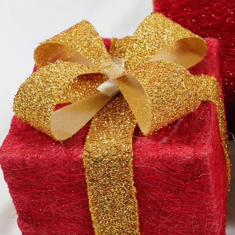 LED Christmas Parcel Light Up Gift Boxes Set Of 3 Xmas Indoor Festive Home Decor