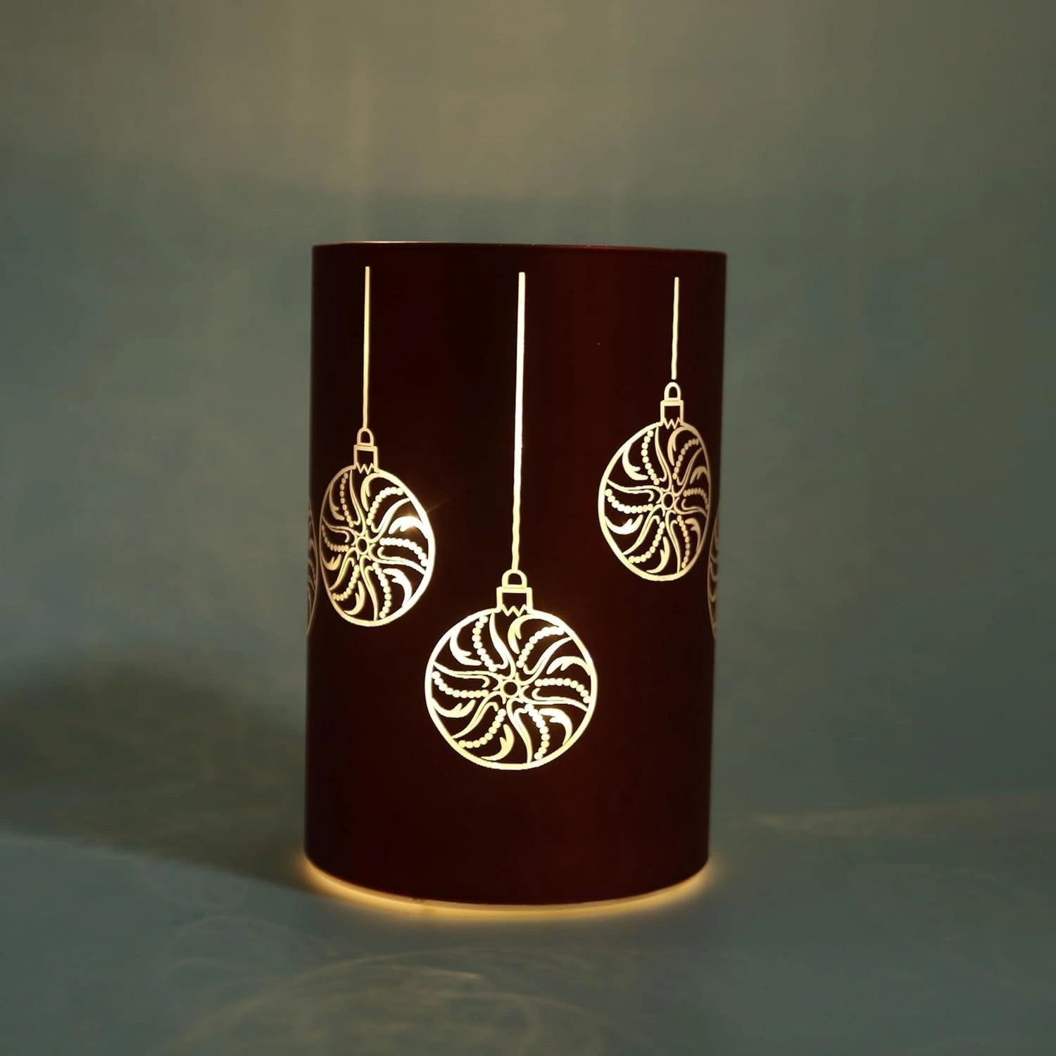 Christmas Decorated Vase Led Red Glass Vase / Baubles 17cm Home Table Decoration