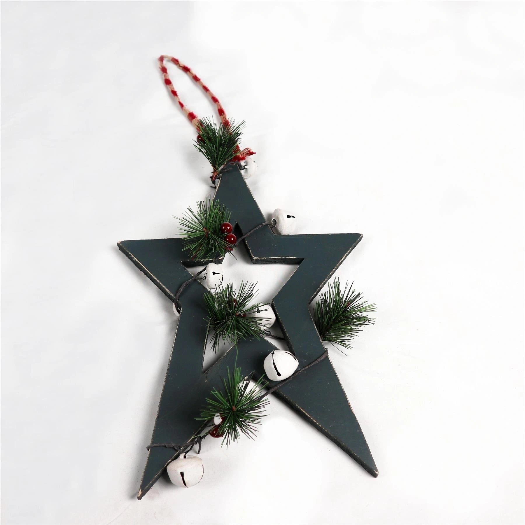 Wooden Green Small Star Christmas Wall Decorations Home Xmas Party Showpieces