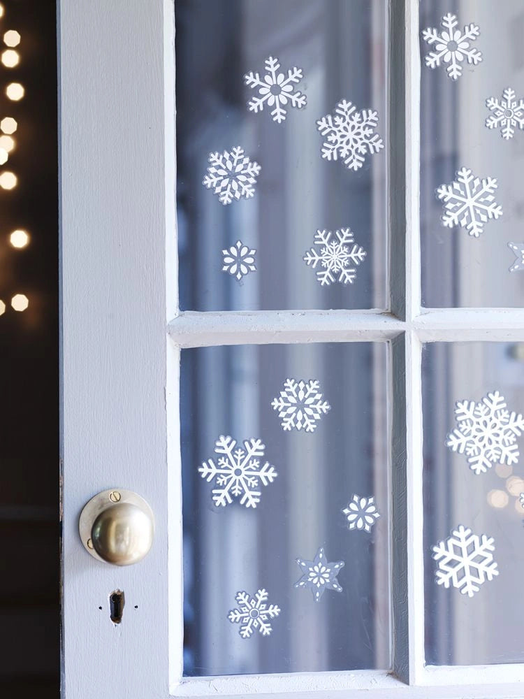 20 Snowflake Stickers Christmas Window Glass Decals Glitter Xmas Home Decoration
