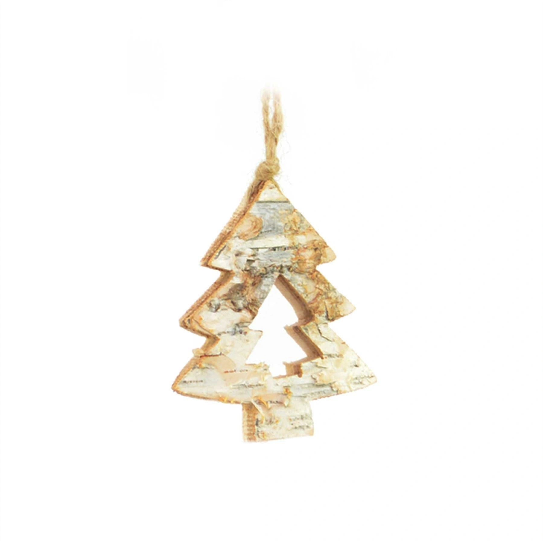 4Pcs x 8cm Real Wooden Ornaments Christmas Tree Hanging Decorations Hand Crafted