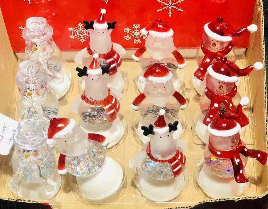 12 LED Crystal Clear Figures Assorted Christmas Home Xmas Party Table Decoration