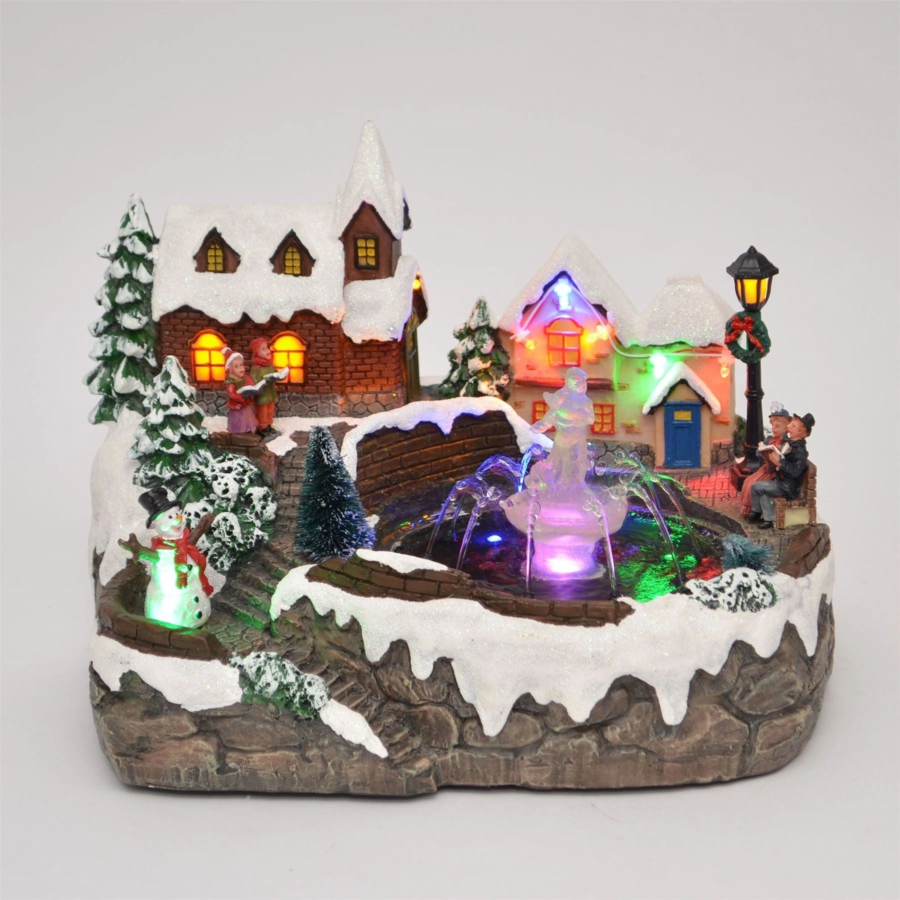 Christmas Nativity Scupture Set With Water Fountain And Sound