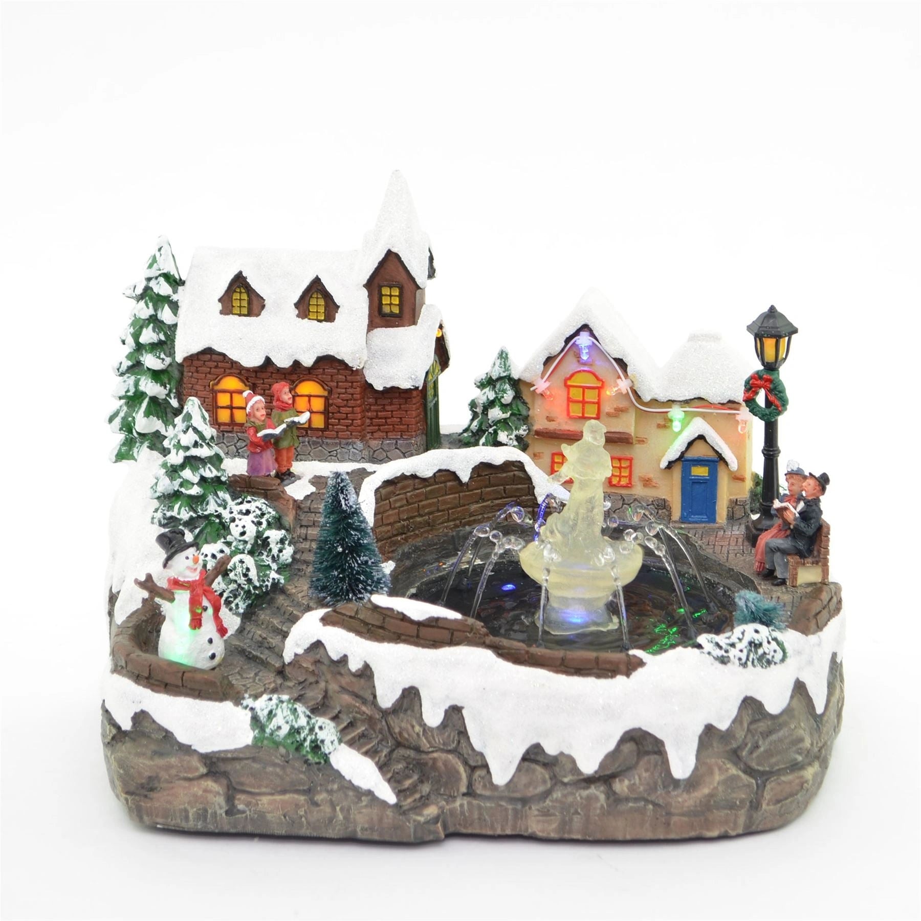 Christmas Nativity Scupture Set With Water Fountain And Sound