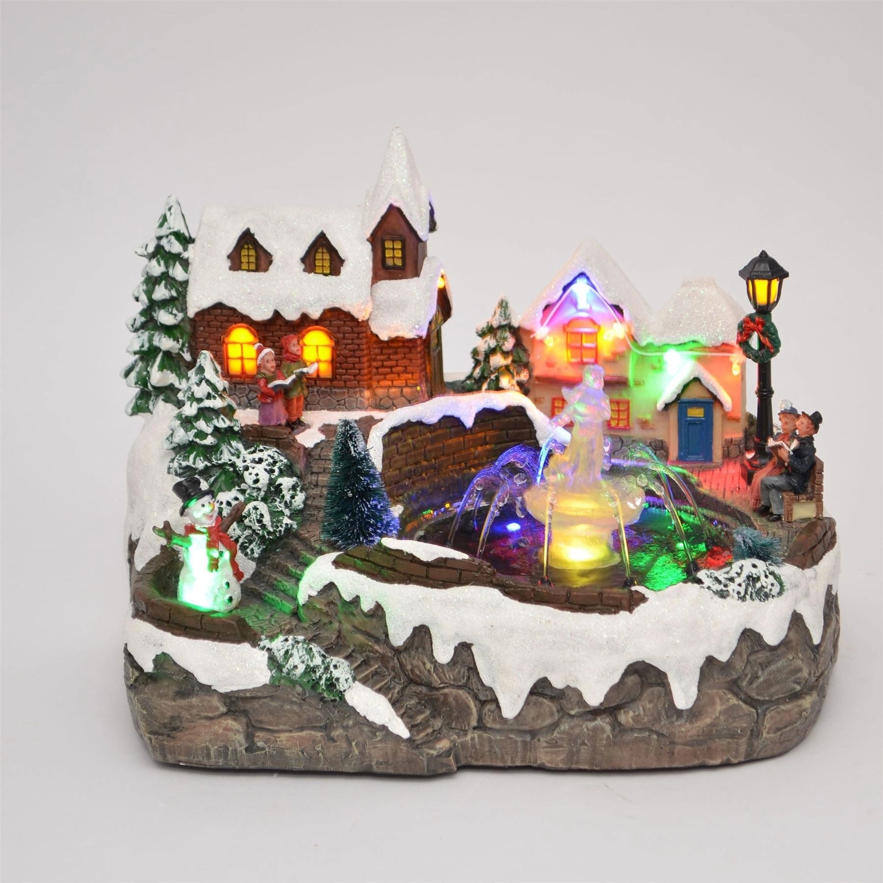 Christmas Nativity Scupture Set With Water Fountain And Sound