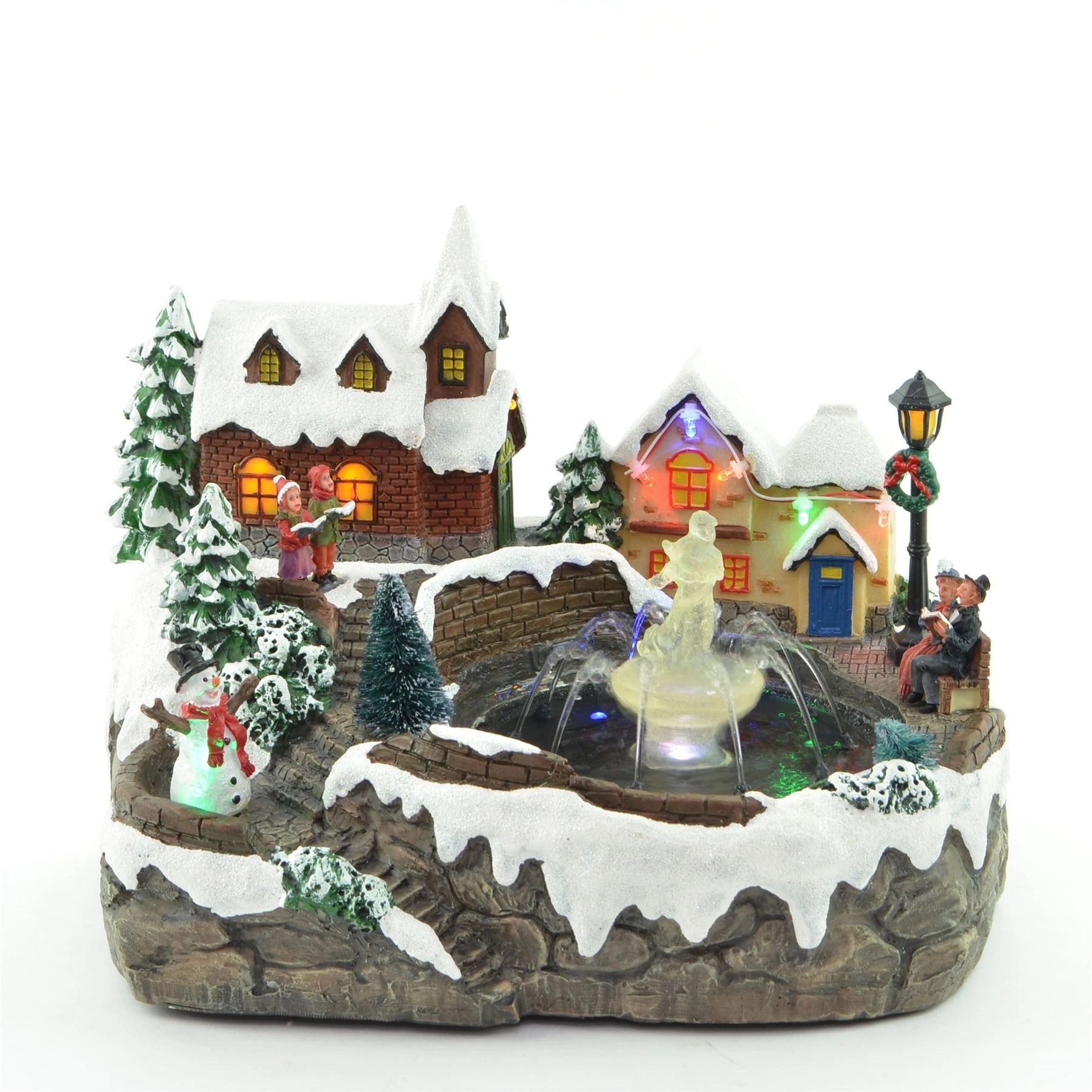 Christmas Nativity Scupture Set With Water Fountain And Sound