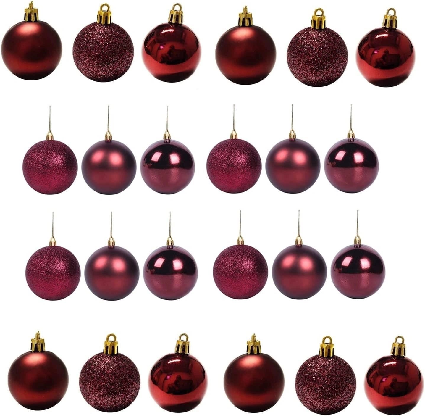 12PCS Christmas Baubles Tree Ornament Burgundy Ball Xmas Hanging Decoration 50mm