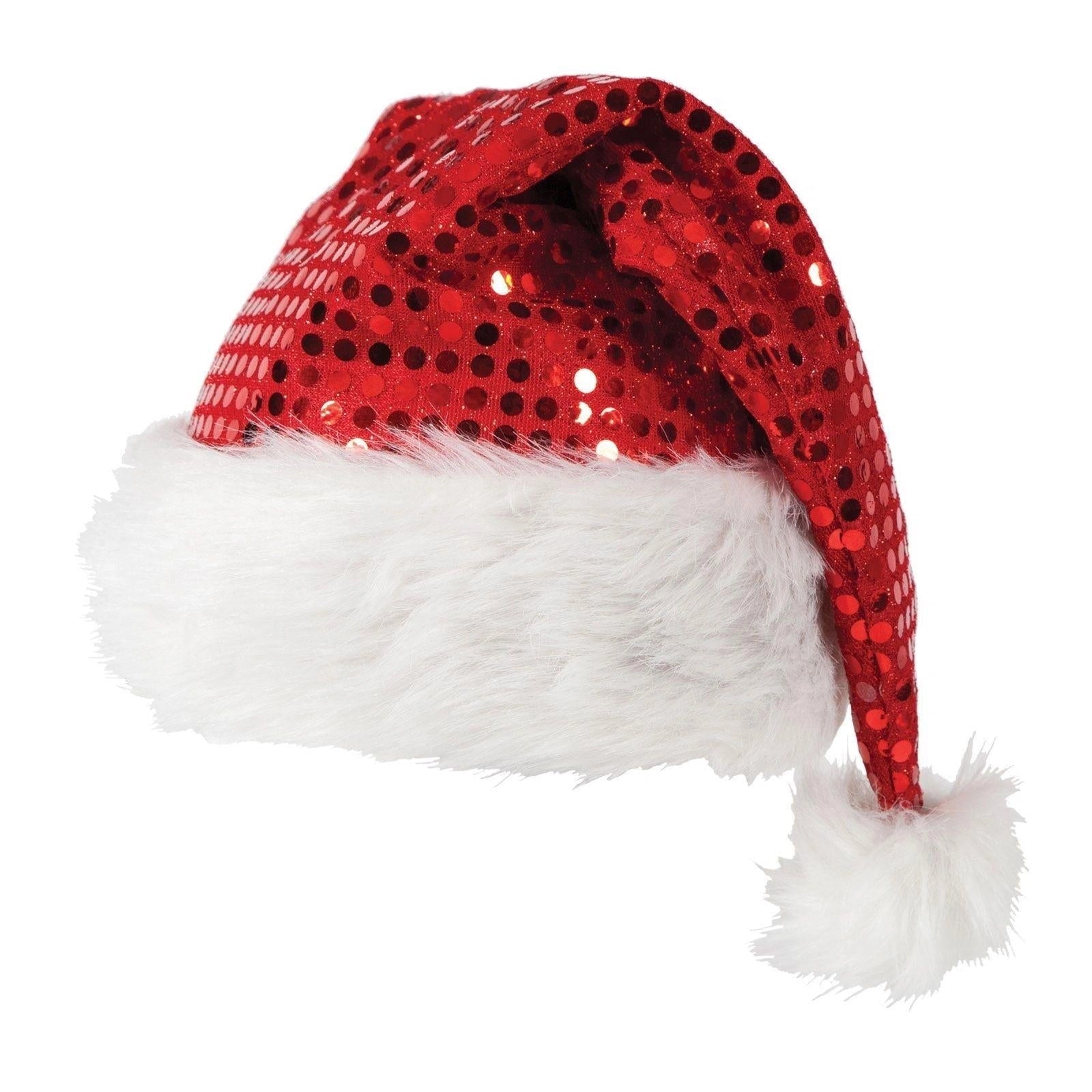 12 Deluxe Santa Father Christmas Hat Sequin Fancy Dress Costume Party Accessory