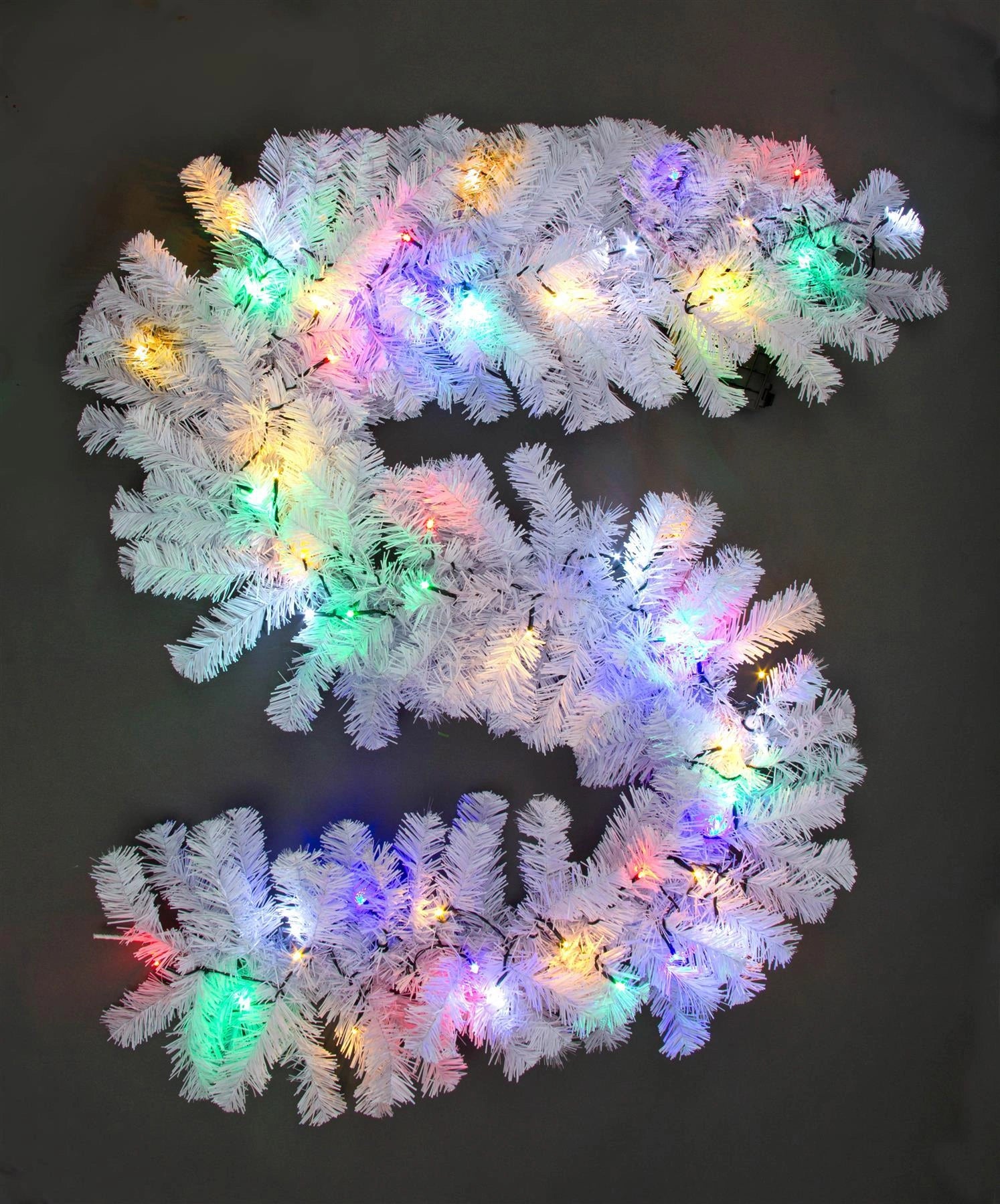 White Christmas Garland Pre Lit Artificial Bushy Wall Door XMAS Home Decor 2M UK