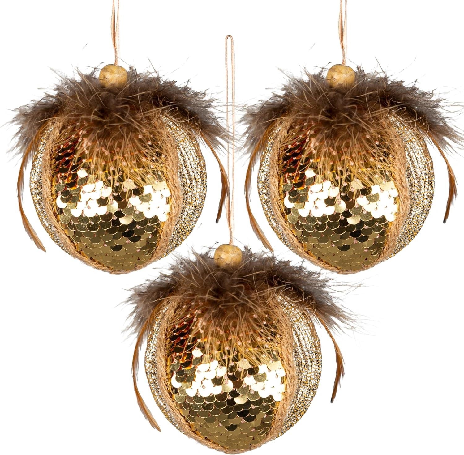 1X Christmas Hanging Ornaments Tree Pendants Bauble Golden 7cm Xmas Decoration