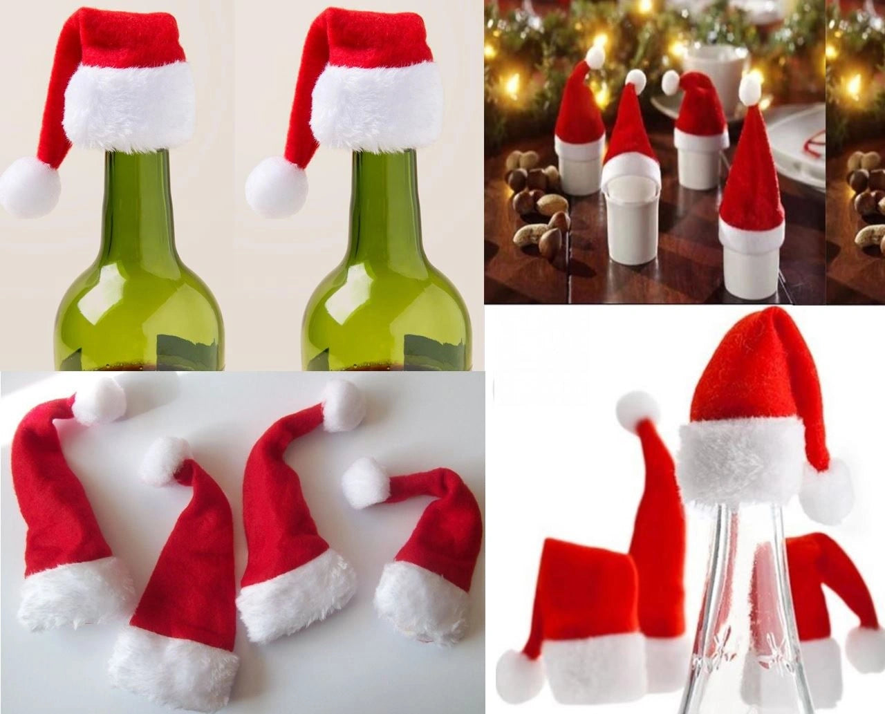 4 Christmas Gifts Hat Bottle Topper Xmas Home Garden Party Events Bag Supply