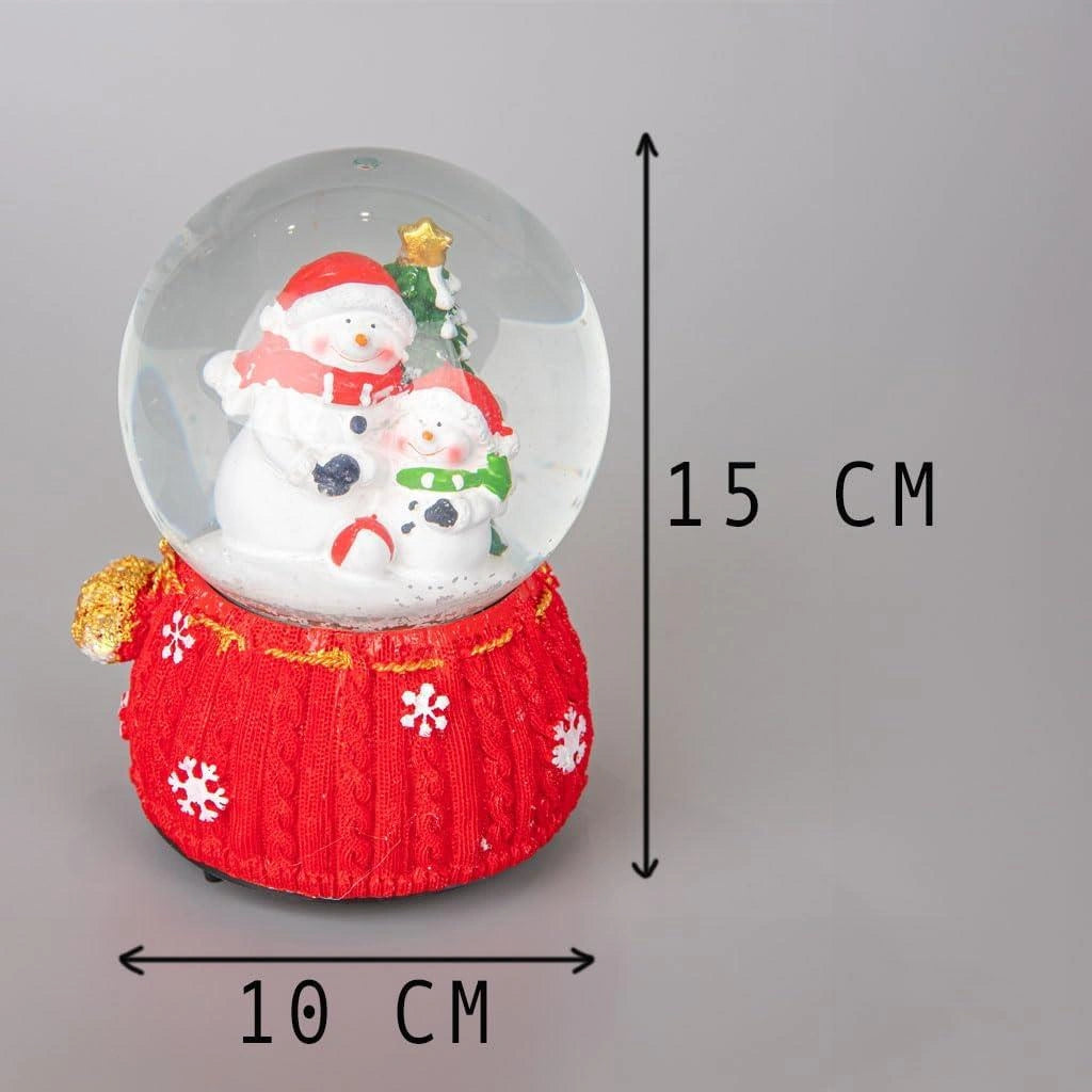 Musical Snow Globe Christmas Snowman Knitted Base15cm Tabletop Xmas Window Decor