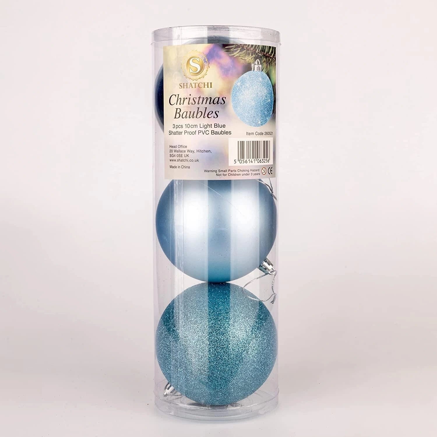 6X Christmas Baubles Tree Ornament Light Blue Balls Xmas Hanging Decoration 10cm