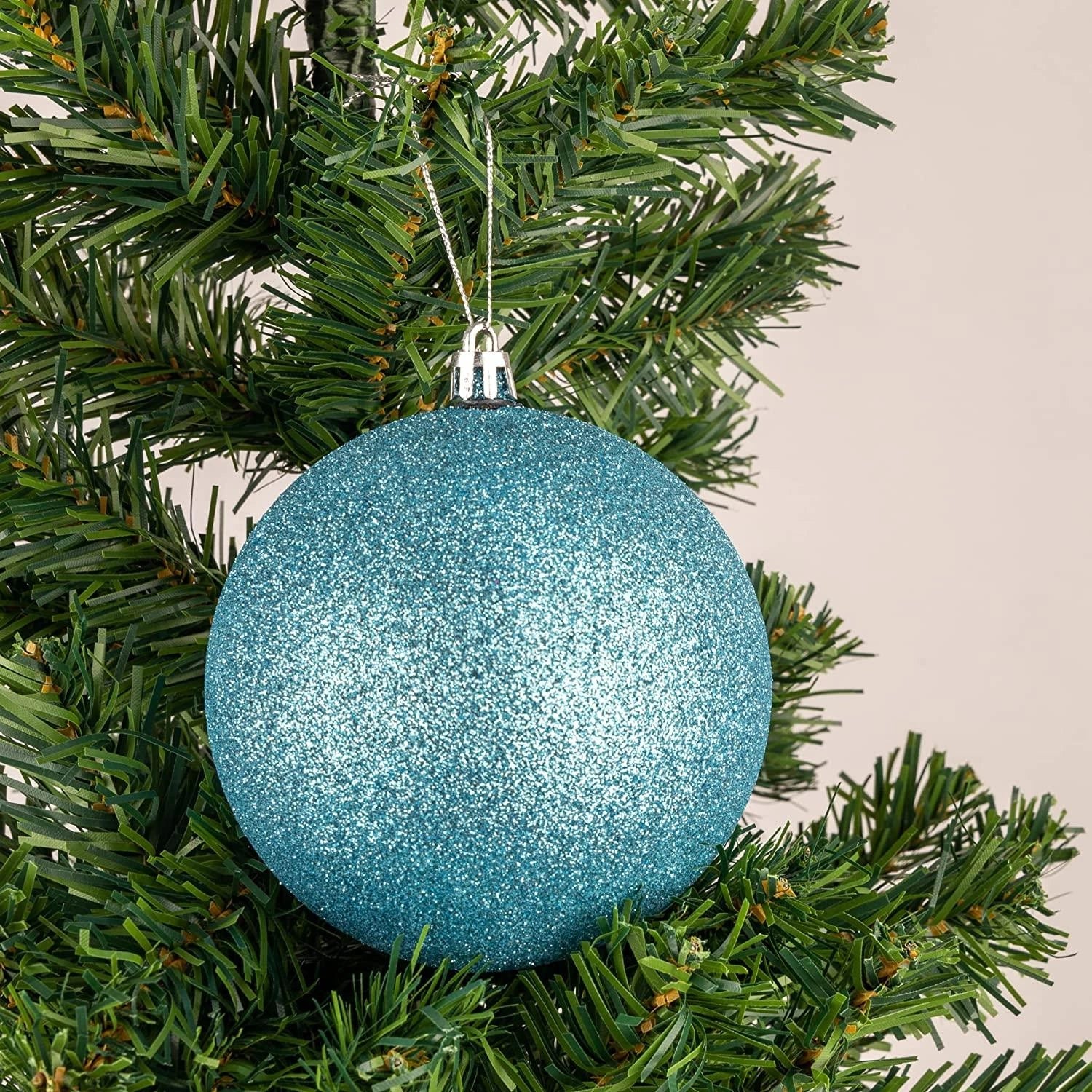 6X Christmas Baubles Tree Ornament Light Blue Balls Xmas Hanging Decoration 10cm