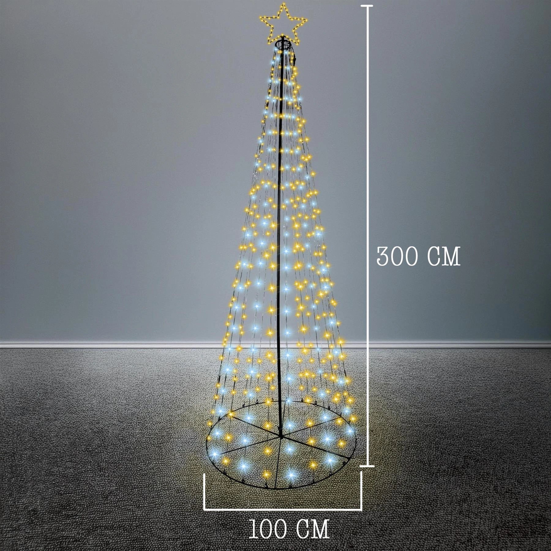 Christmas Cone Tree Maypole Star Topper Multifunction LED Lights Xmas Decor 10FT