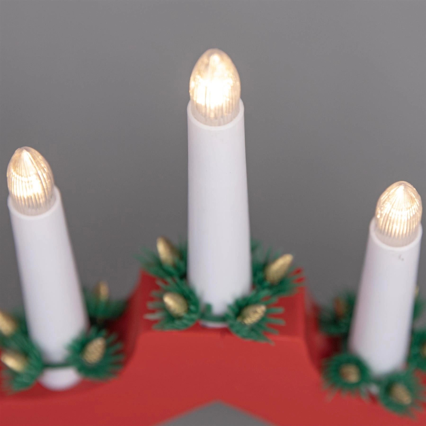 Christmas Decor Window Home Wooden LED Candle Bridge Red Warm Lights