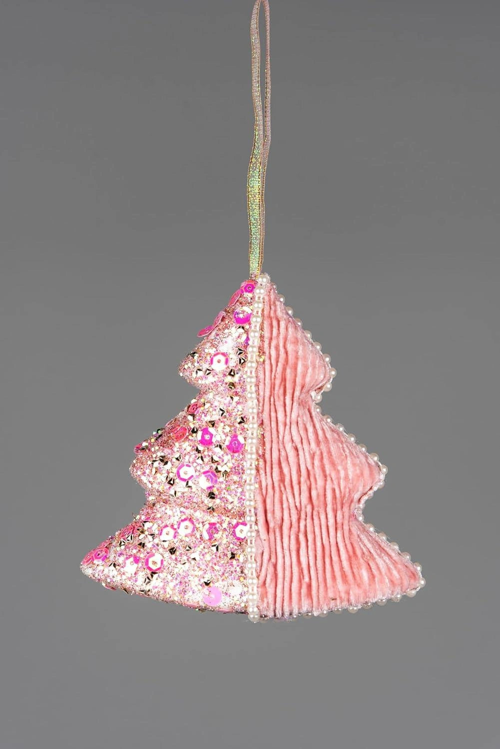 3X Christmas Hanging Ornaments Tree Pendants Baby Pink Tree 12cm Xmas Decoration
