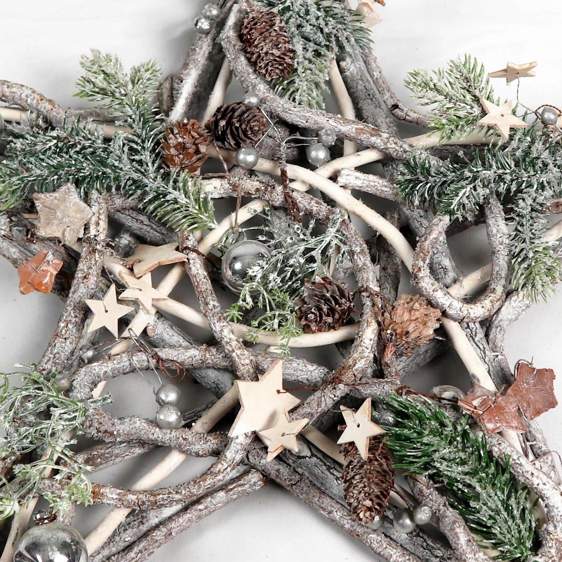 Pre Lit Christmas Hanging Decorations LED Wooden Star Xmas Home Wall Decor 45CM