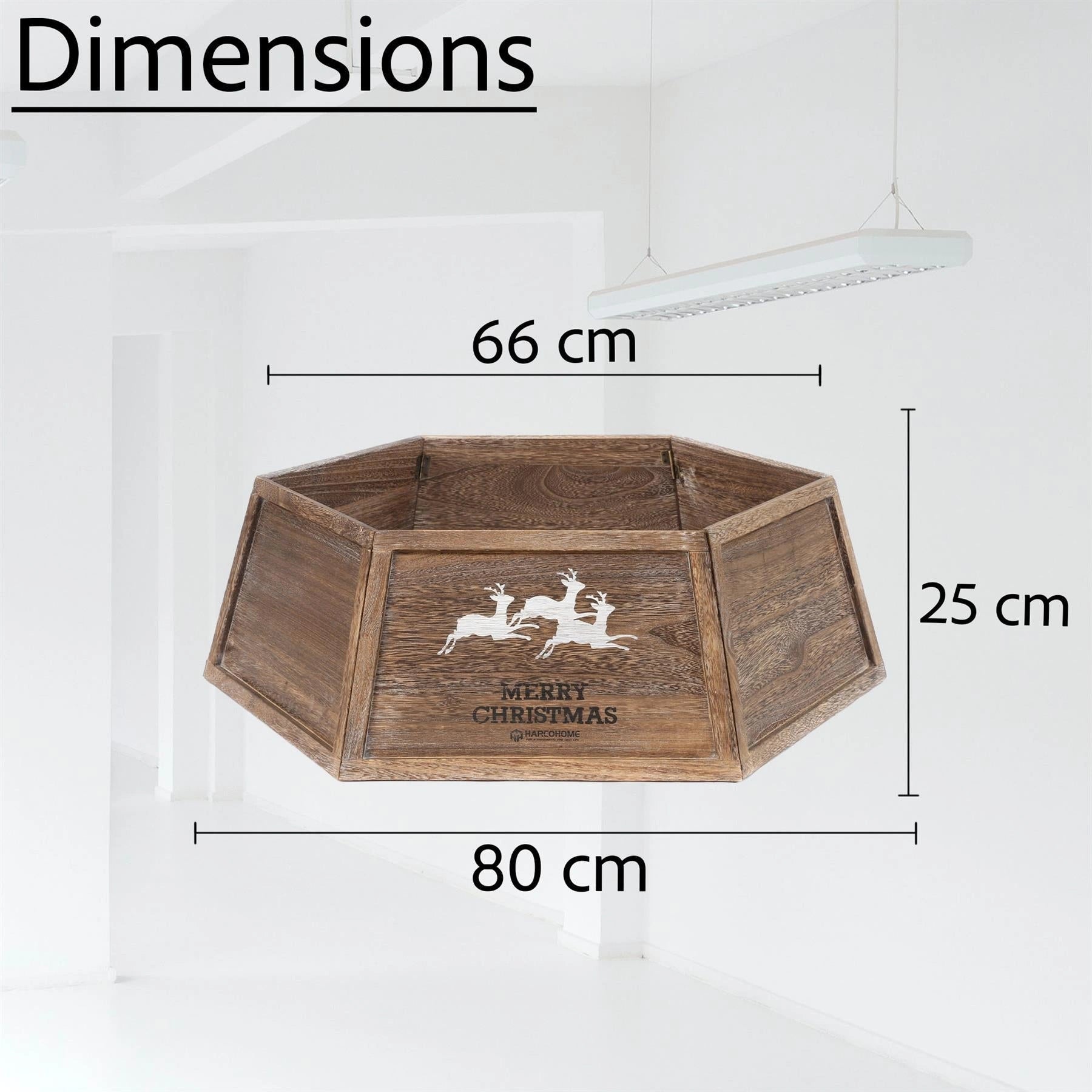 Christmas Tree Collar Foldable Wooden Box Stand Cover Brown Xmas Decor 31.5''