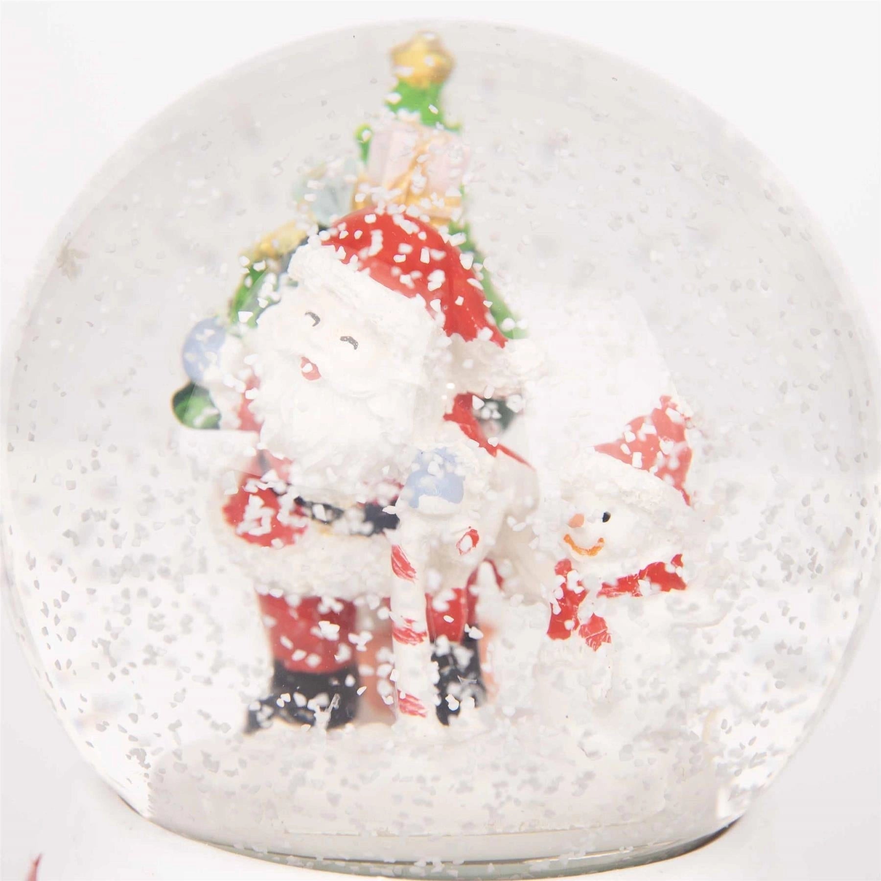 Musical Snow Globe Christmas Santa Snowman Scene 15cm Tabletop Xmas Window Decor