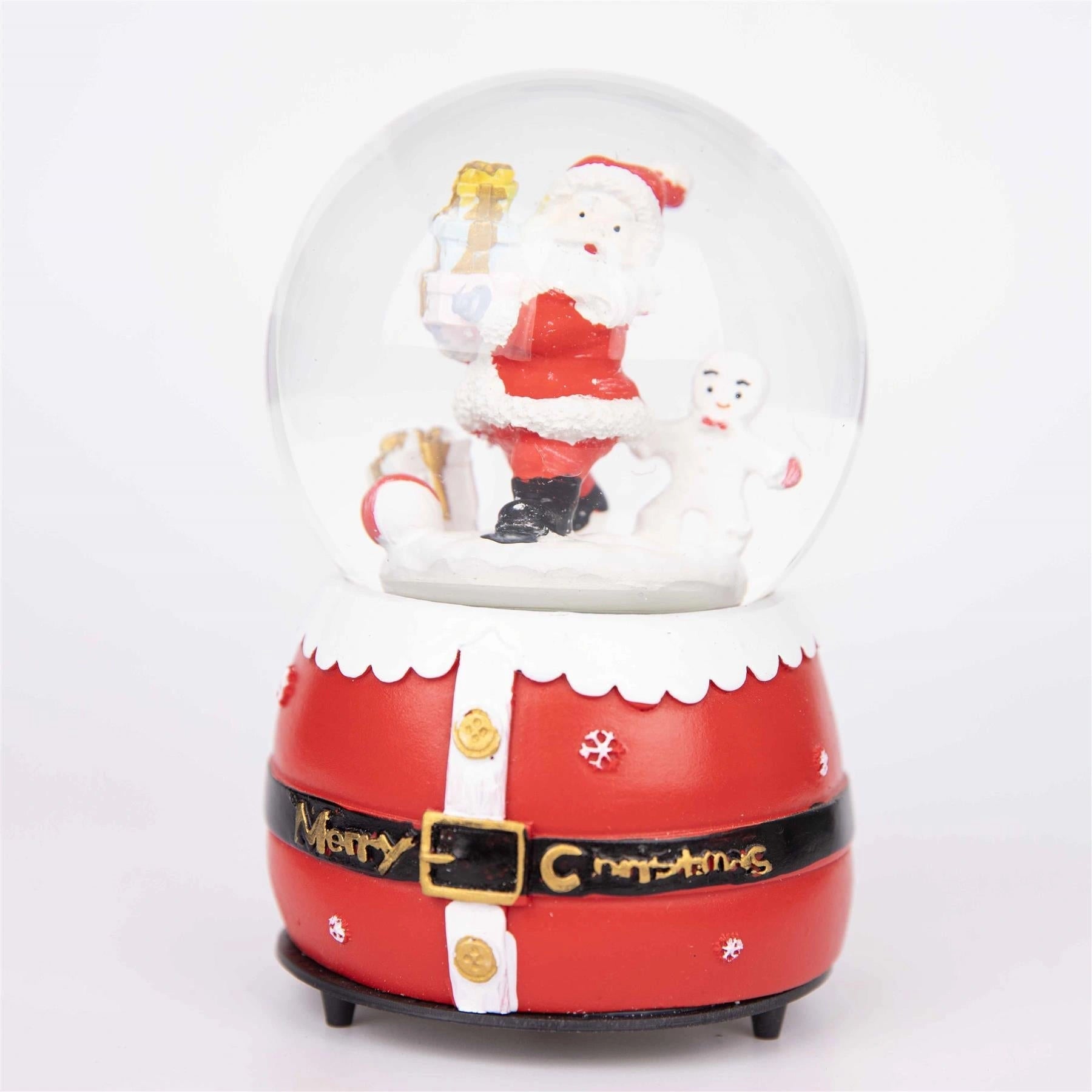 Musical Snow Globe Christmas Santa Snowman Scene 15cm Tabletop Xmas Window Decor