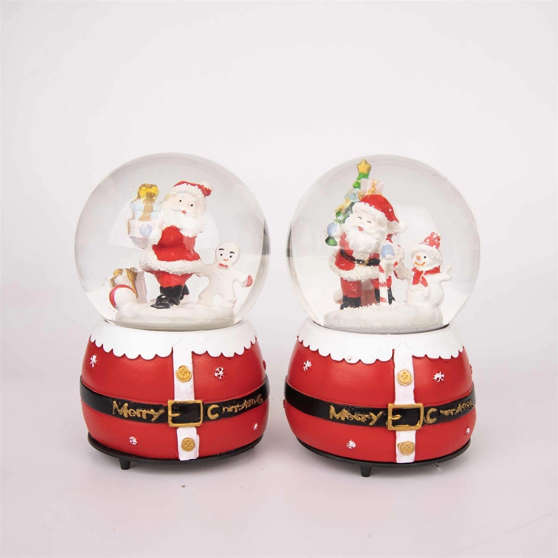 Musical Snow Globe Christmas Santa Snowman Scene 15cm Tabletop Xmas Window Decor