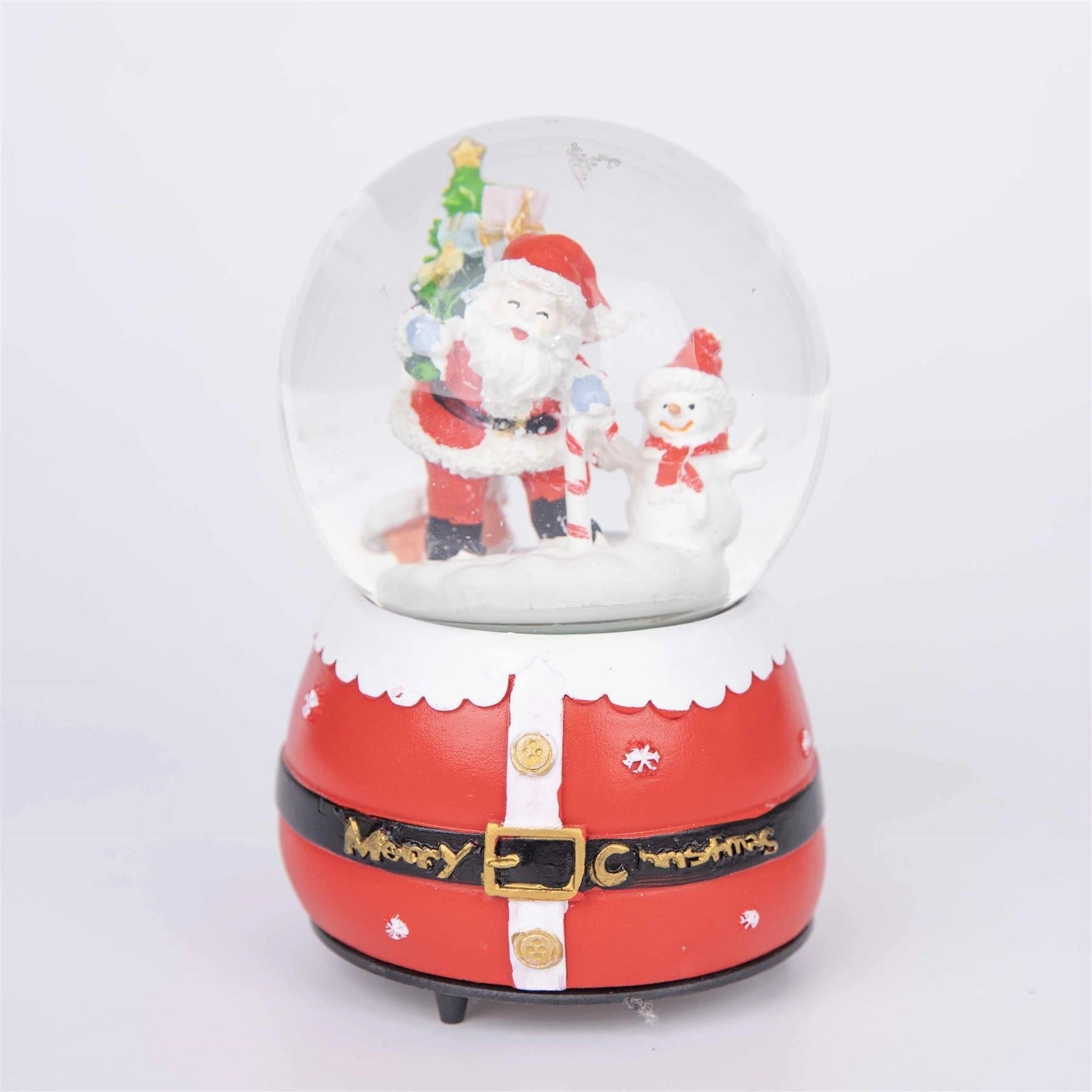 Musical Snow Globe Christmas Santa Snowman Scene 15cm Tabletop Xmas Window Decor