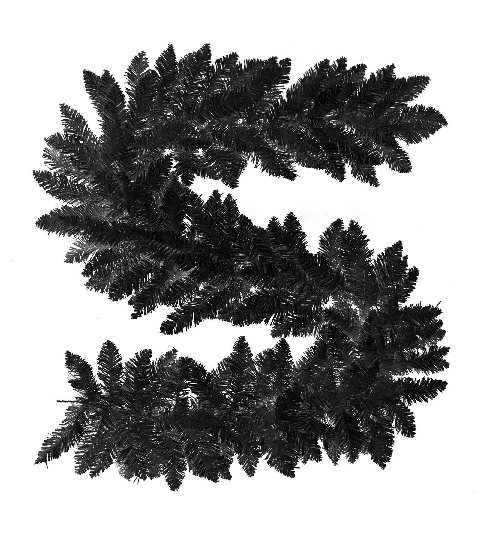 Black Christmas Garland Artificial Bushy Pine Wall Door XMAS Home Decoration 2M