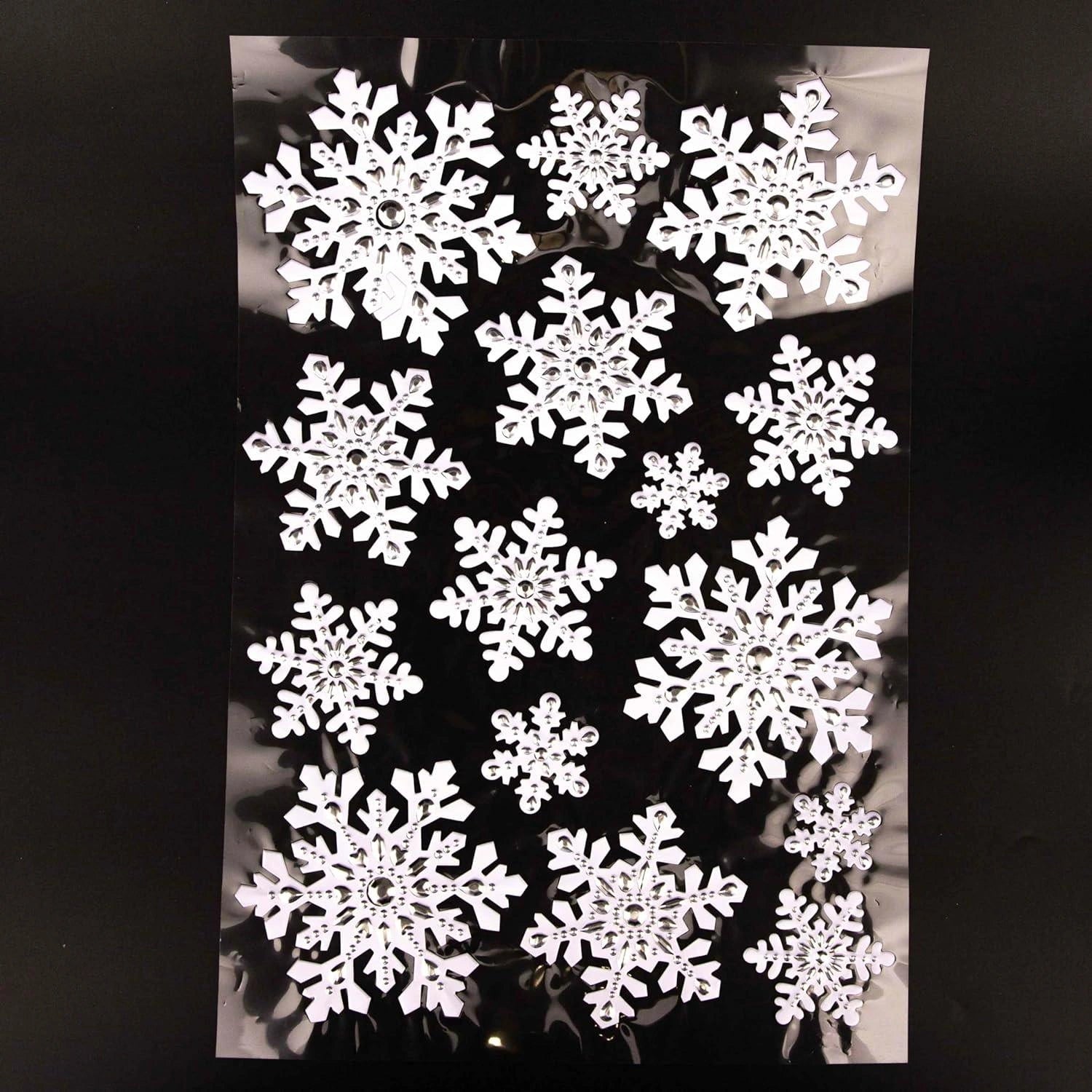 4 Christmas Window Stickers 3D Santa Snowflake Snowman Reusable Decal Xmas Decor