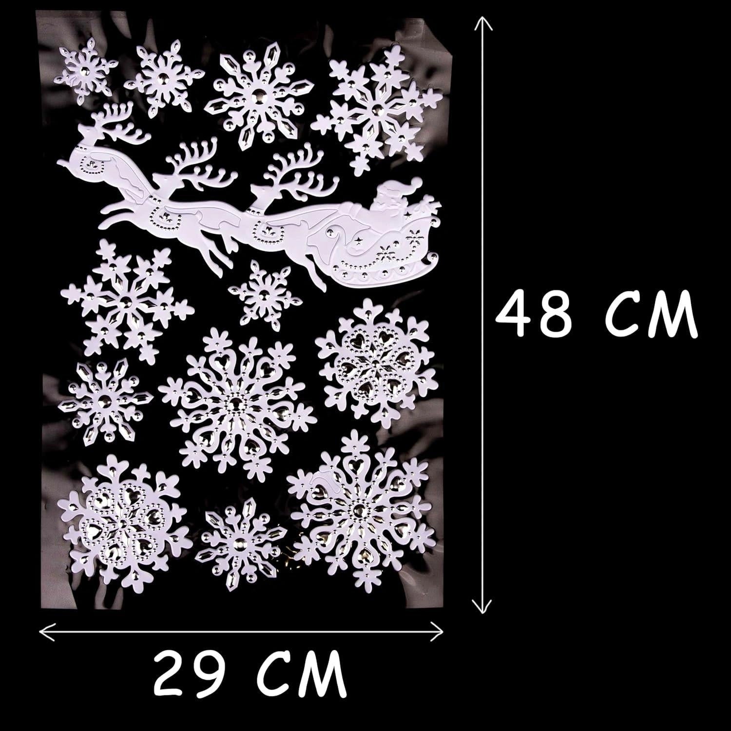 4 Christmas Window Stickers 3D Santa Snowflake Snowman Reusable Decal Xmas Decor
