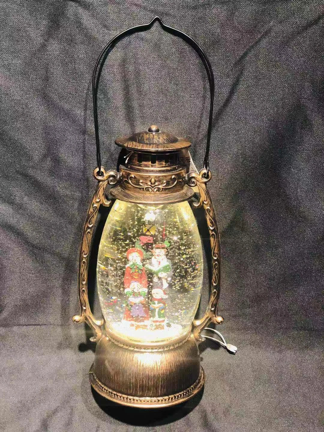 25Cm Christmas Lantern Nativity Led Glitter Xmas Home Decorations Ornament Musical