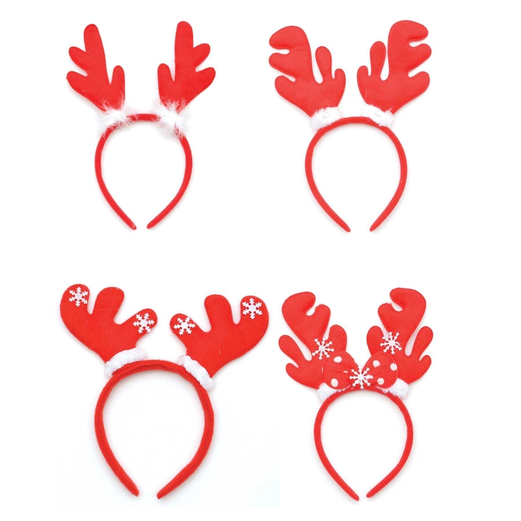 4Pcs Christmas Headbands Different Style Holiday Xmas Party Accessory One Size