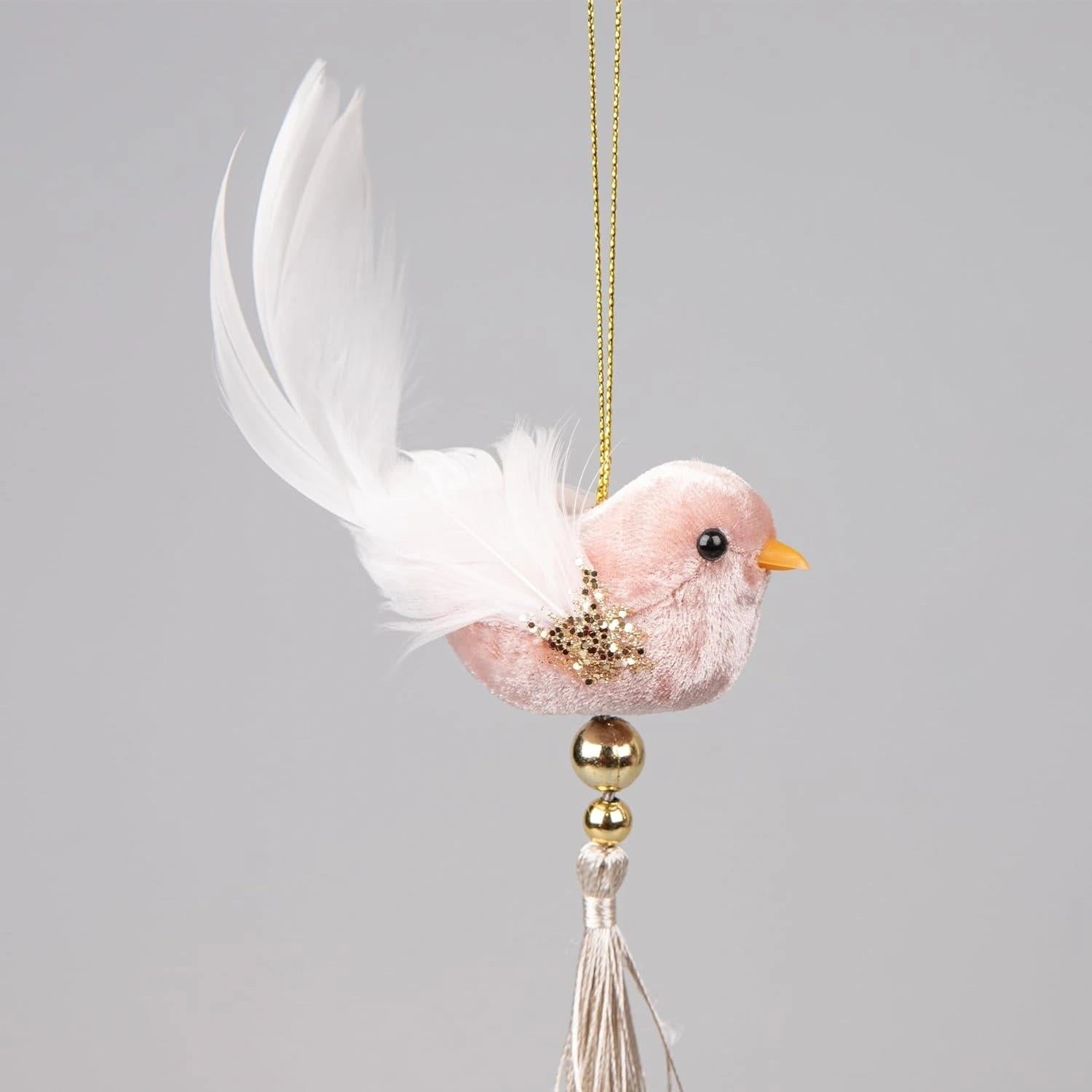 3X Christmas Hanging Ornaments Tree Pendants Pink Robin 7X13cm Xmas Decoration
