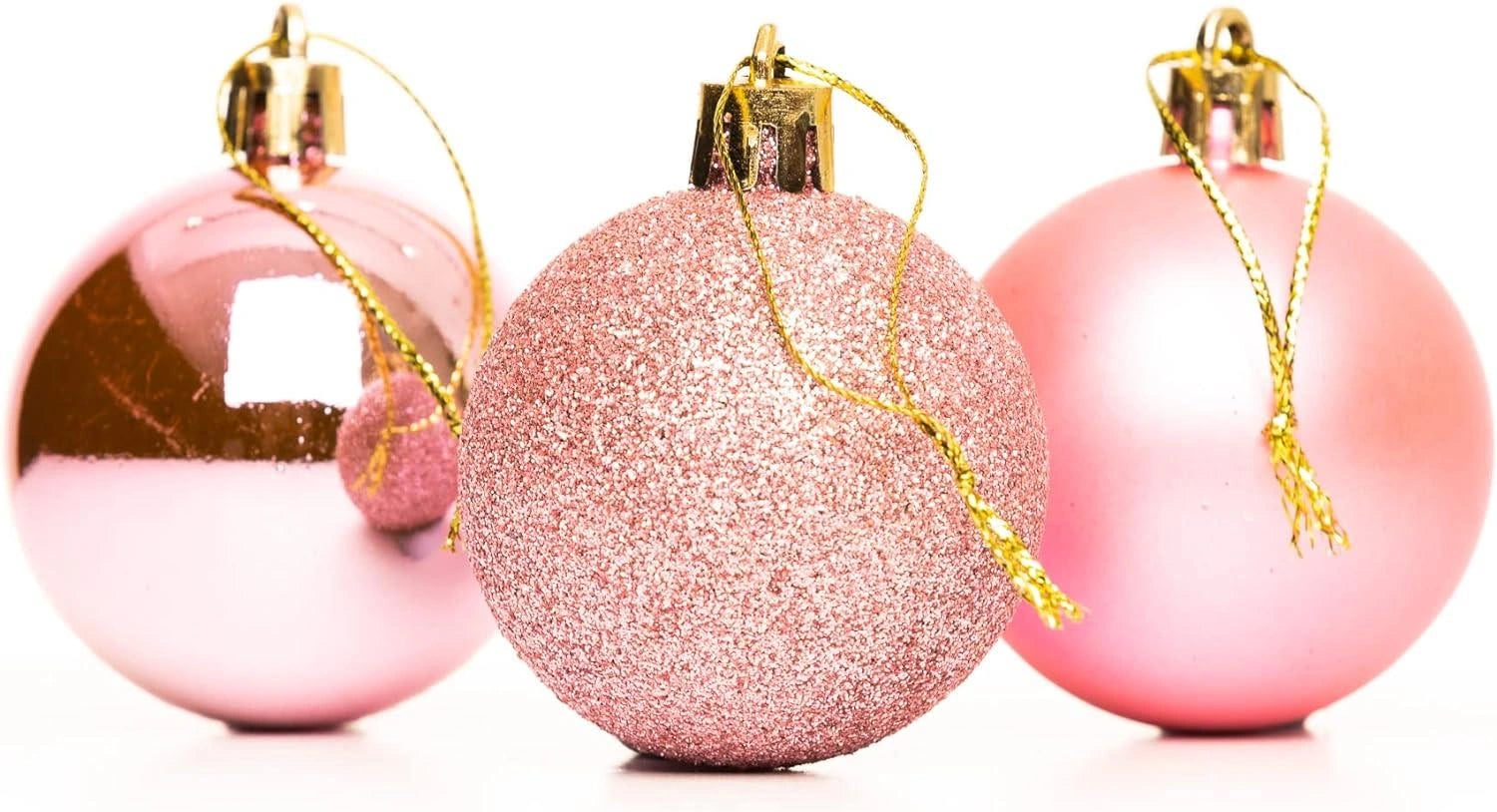 Baubles Pale Pink 6Cm 18Pcs Set Pvc