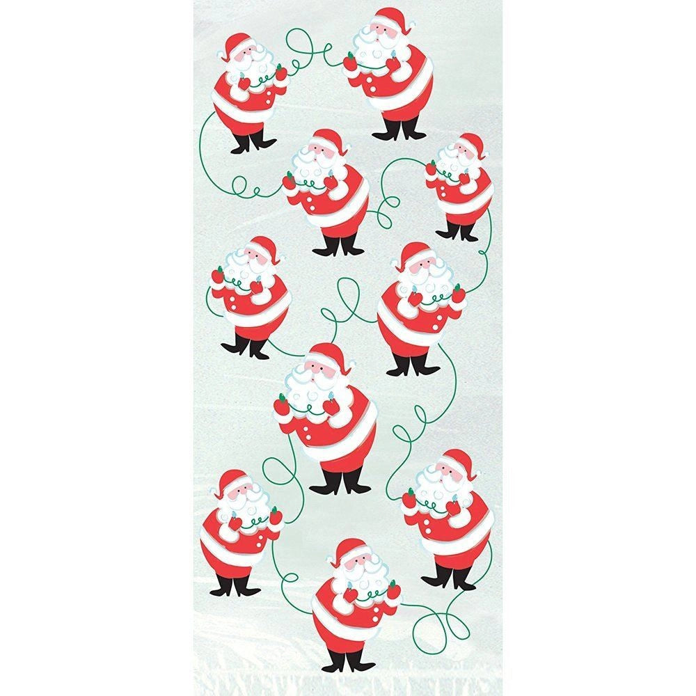 20 Santa Cellophane Cello Christmas Favour Treat Sweet Party Loot Bags With Ties