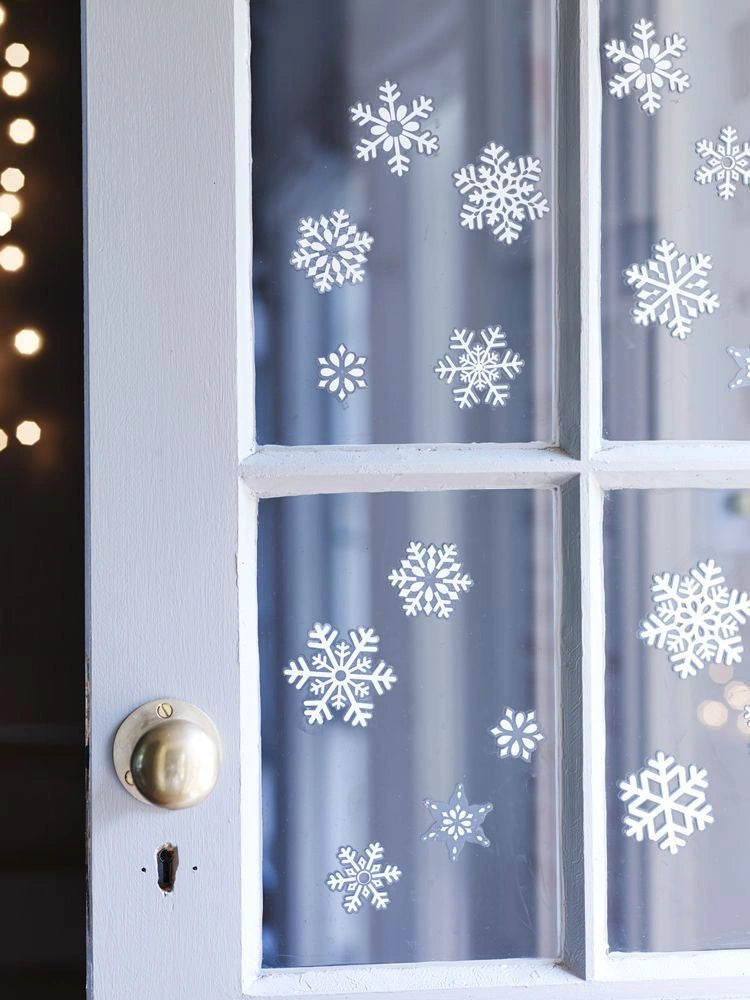 40 Snowflake Stickers Christmas Window Glass Decals Glitter Xmas Home Decoration