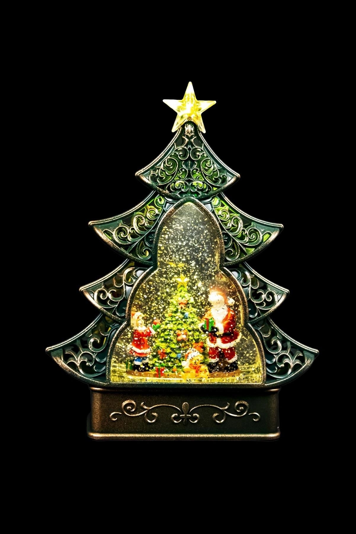 Traditional LED Christmas Tree Nativity Lantern Glitter Santa Snow Decorations
