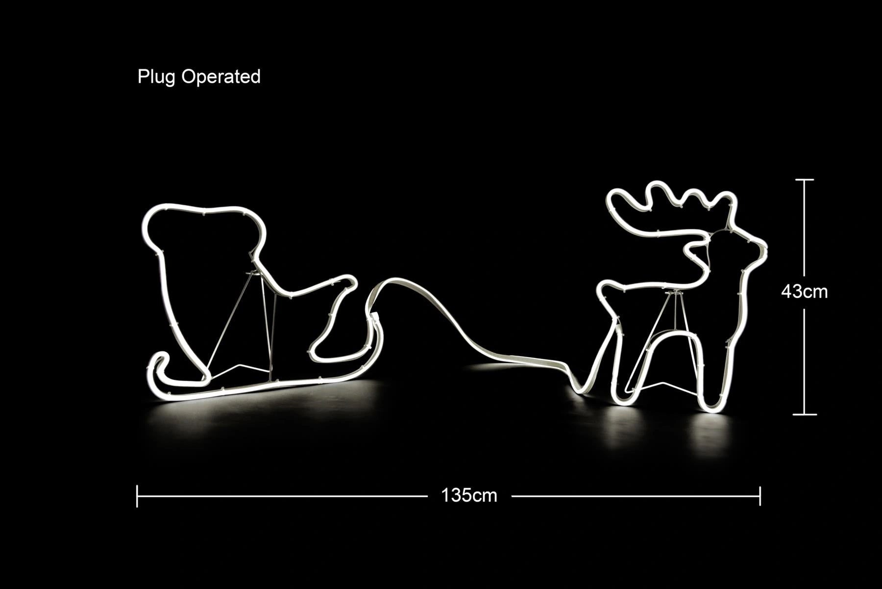 Christmas Neon Rope Lights Silhouette Reindeer Sleigh Outdoor Wall Garden Decor