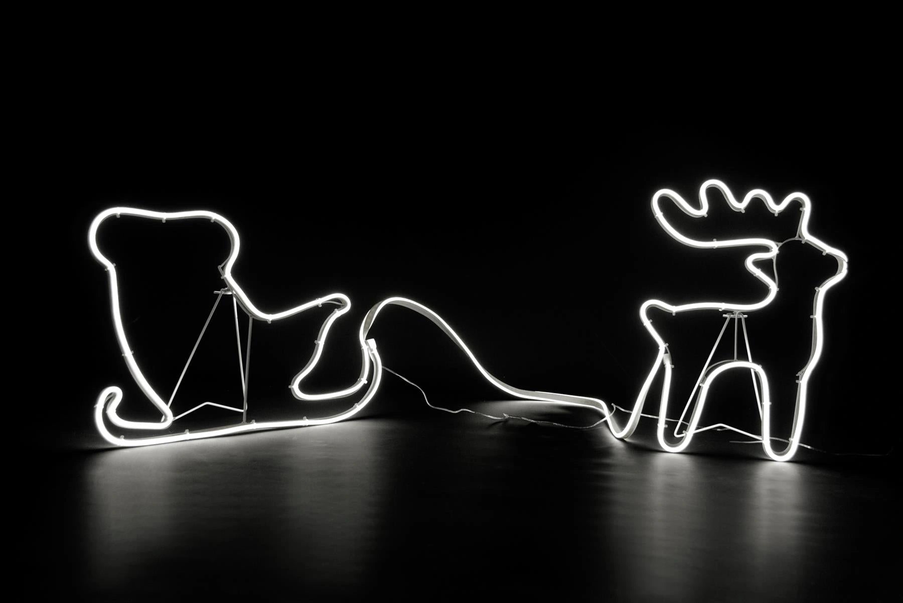 Reindeer 30X40Cm And Sleigh 30X45Cm Rope Light Silhouette-Cool White