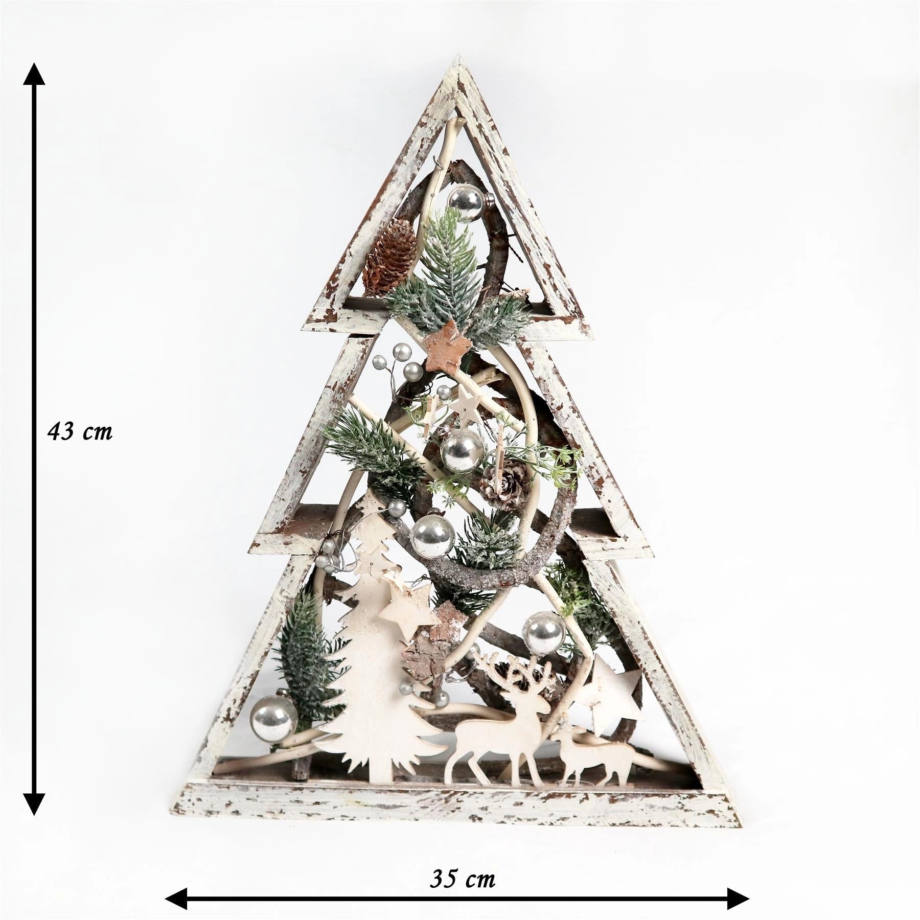 Pre Lit Christmas Table Decorations Wooden Rustic Tree Xmas Gift Home Decor 43CM