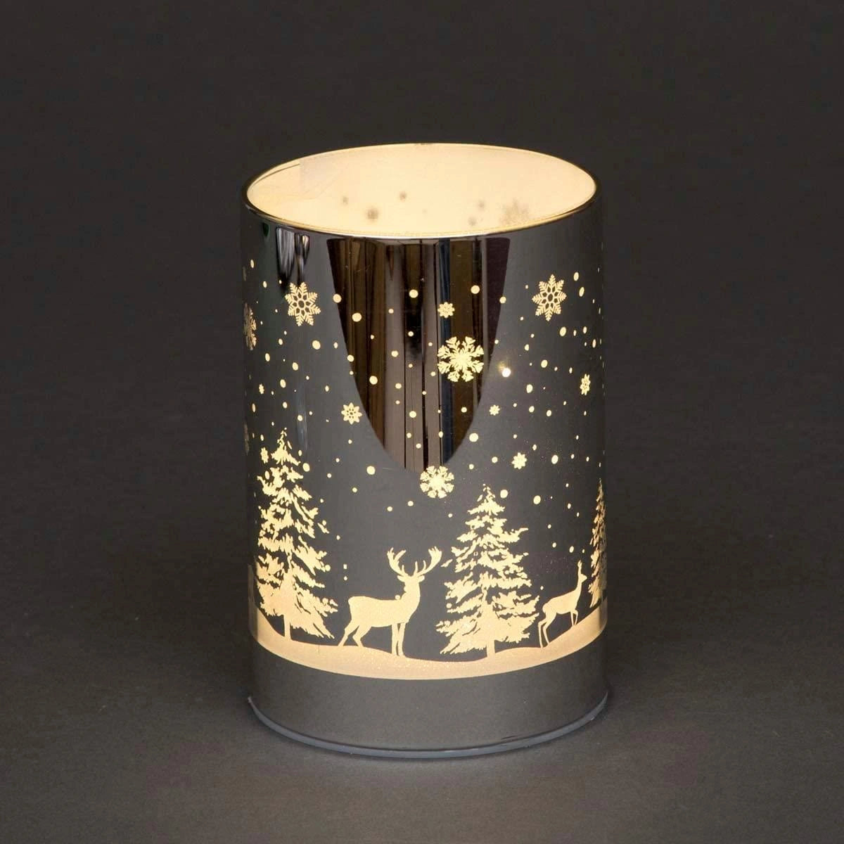 13Cm Christmas Decorated Vase Table Forest Scene Silver