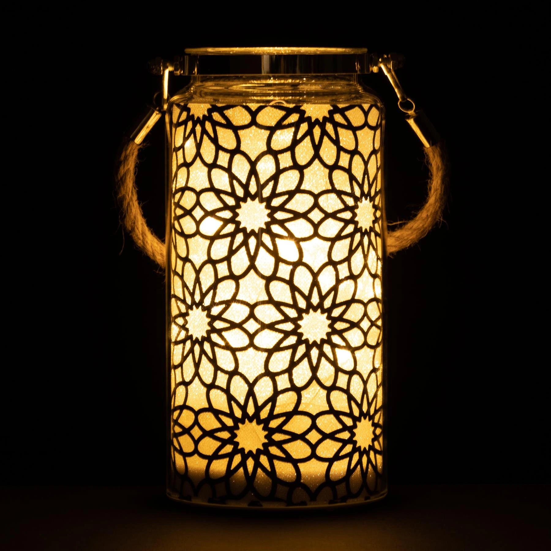 20Cm Christmas Decorated Jar Table Flowers Design Black Lantern