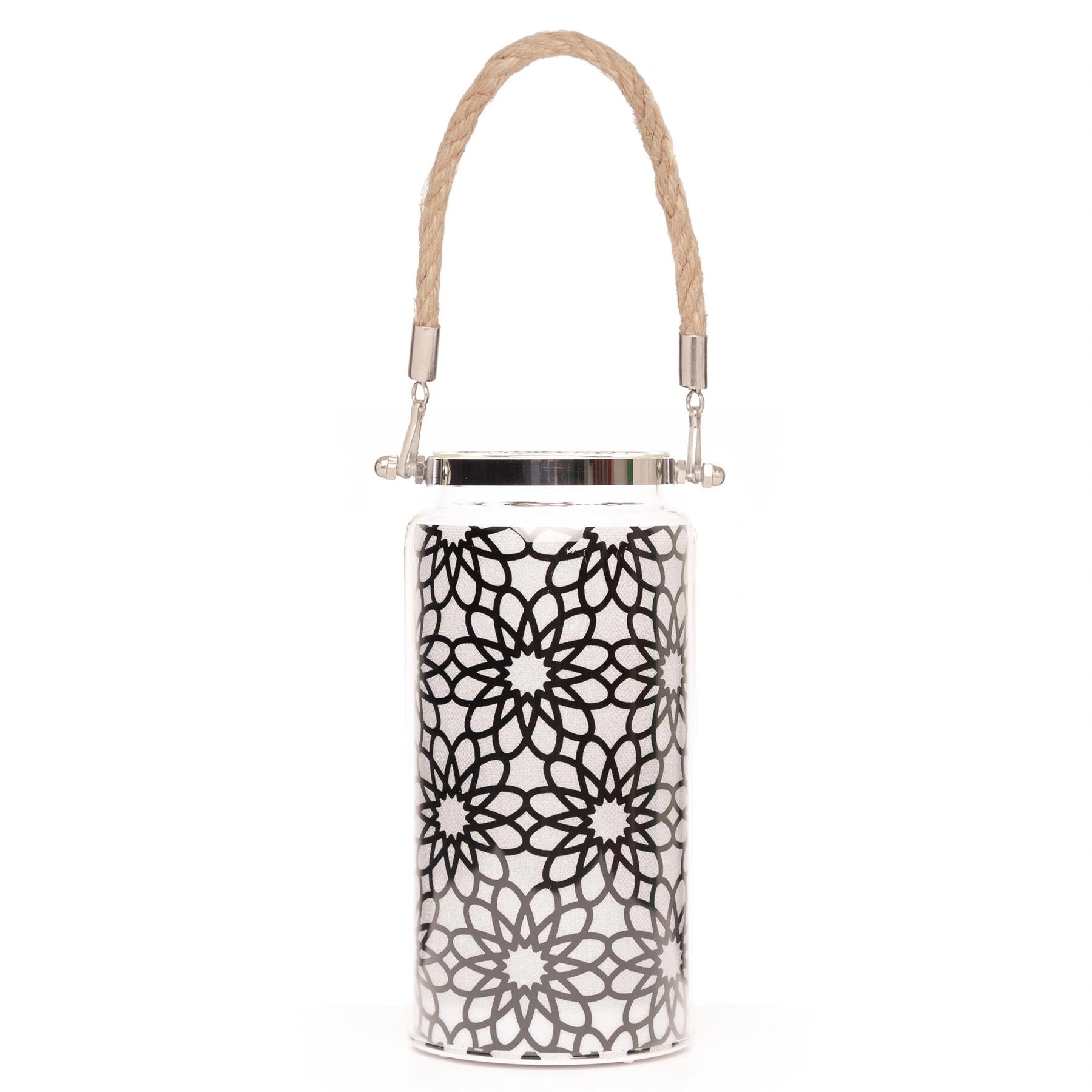 Christmas Jar Lamp 20cm Table Decoration Xmas LED Fairy Lights Black Flower Jar