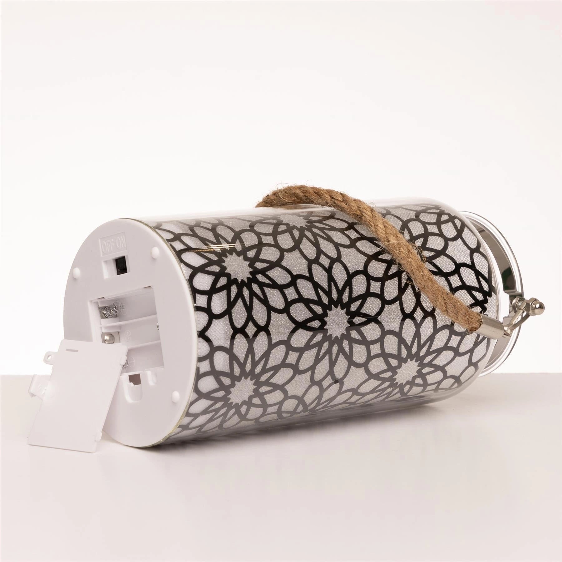 Christmas Jar Lamp 20cm Table Decoration Xmas LED Fairy Lights Black Flower Jar