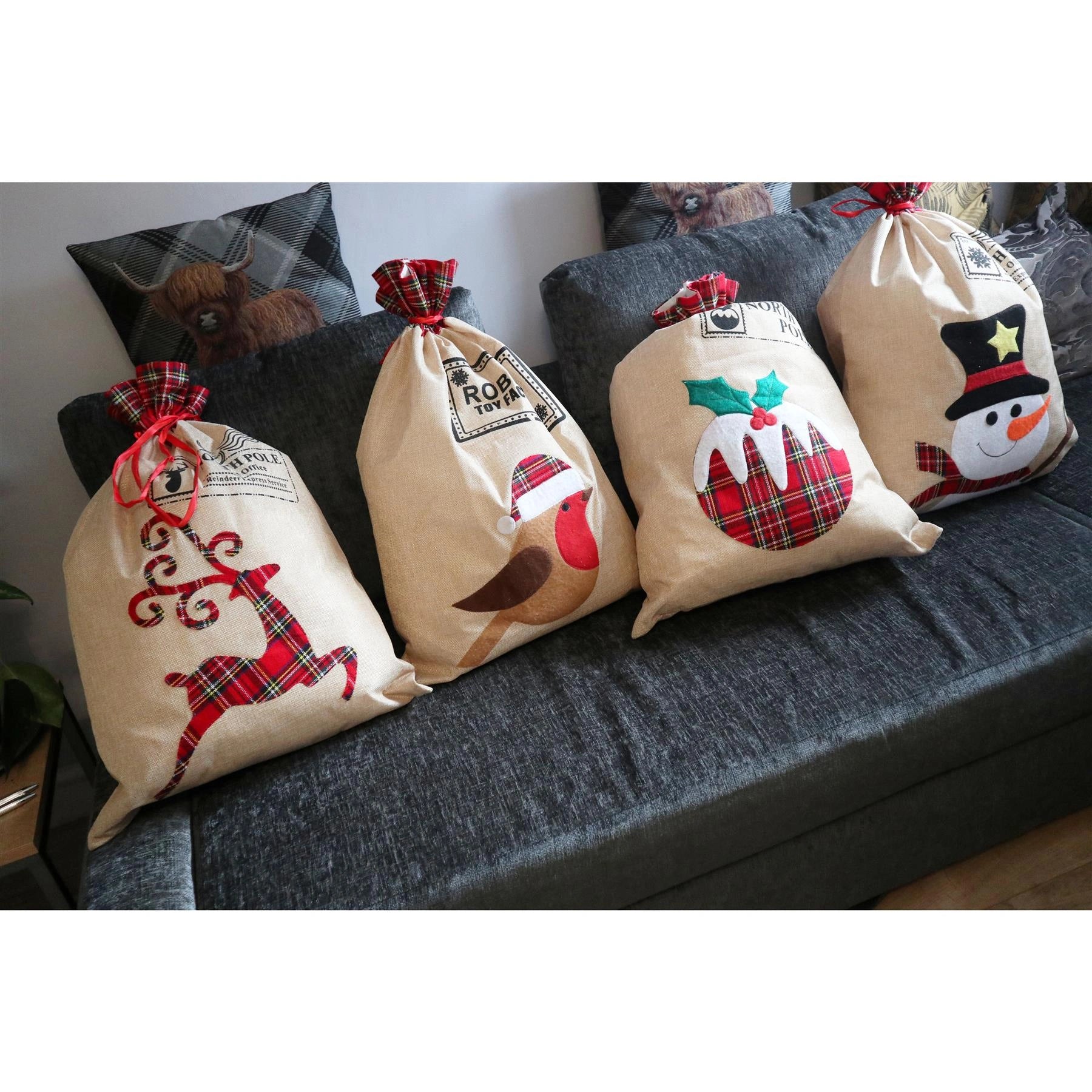 Large 70x50cm Santa Sack Stockings Christmas Xmas Home Party Gifts Bags 4 Pcs